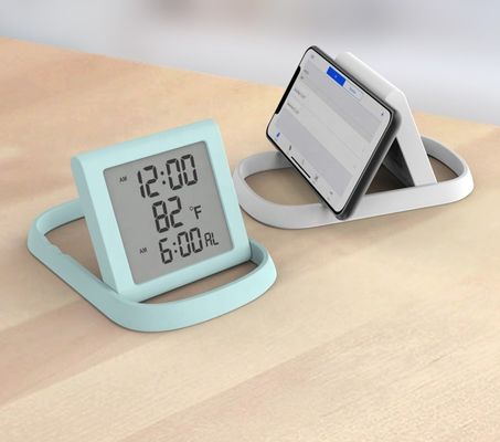 LCD Display Creative Fashion Digital Time Clock With Indoor Temperature