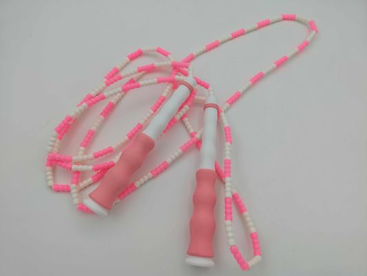 Jump Rope Soft Beaded Nylon Rope with Adjustable Length and Wavy Handles Designed for Moderate Exercise and Kids Fitness Skipping Rope