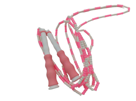Jump Rope Soft Beaded Nylon Rope with Adjustable Length and Wavy Handles Designed for Moderate Exercise and Kids Fitness Skipping Rope