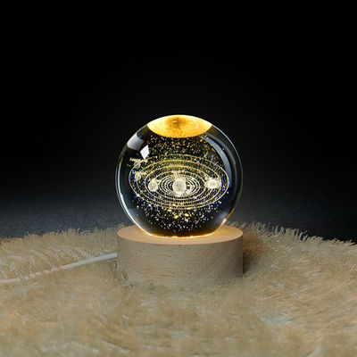 Crystal Lamp USB Luminous 3D Art Crystal Ball Bright Glass Night Light Table Lamp
