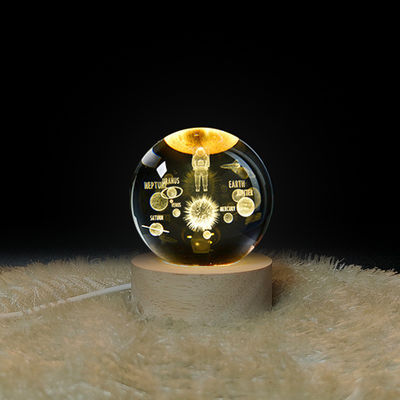 Crystal Lamp USB Luminous 3D Art Crystal Ball Bright Glass Night Light Table Lamp