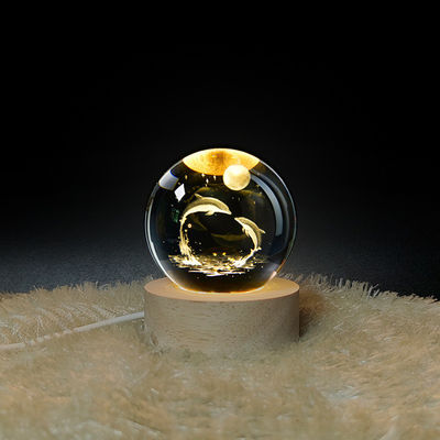 Crystal Lamp USB Luminous 3D Art Crystal Ball Bright Glass Night Light Table Lamp