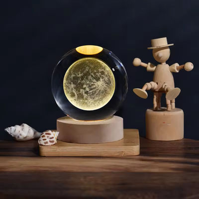 Crystal Lamp USB Luminous 3D Art Crystal Ball Bright Glass Night Light Table Lamp