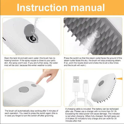 New Cute 3 In 1 Electric Spray Hair Removal Pet Grooming Comb Pet Steamy Brush For Massage And Cleaning