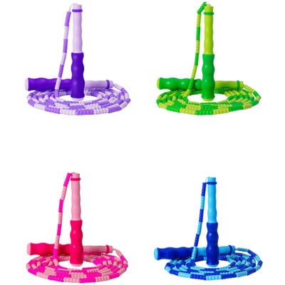 Jump Rope Soft Beaded Nylon Rope with Adjustable Length and Wavy Handles Designed for Moderate Exercise and Kids Fitness Skipping Rope