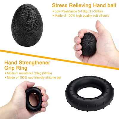 Black 5 Piece Hand Grip Exercise Set Adjustable Hand Gripper Finger Trainer Grip Ring Stress Relief Ball For Forearm And Finger Strength