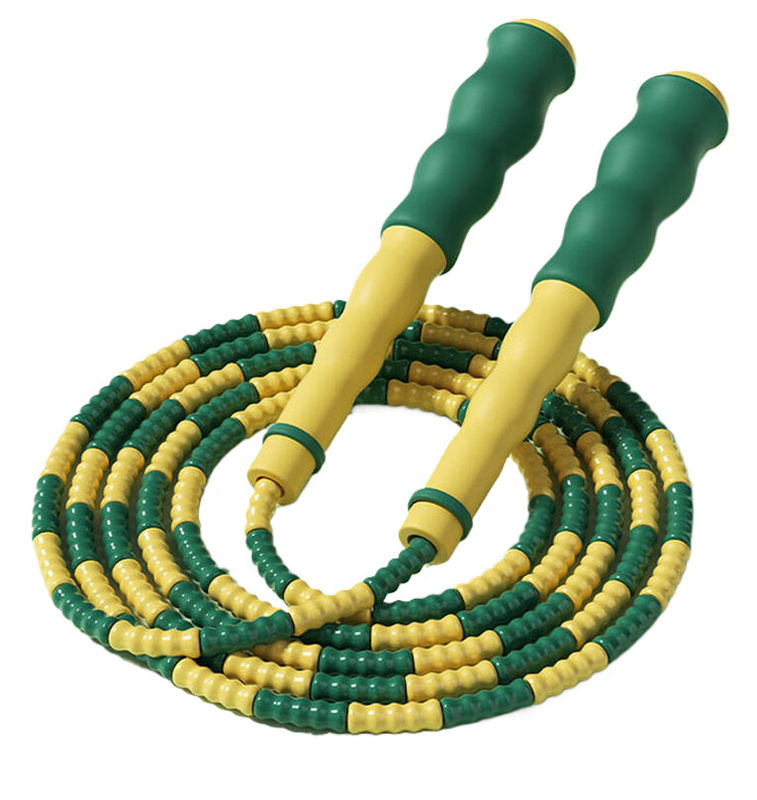 Green Yellow Bamboo Adjustable Jump Rope For Kid Teenager Exercise Sport Equipment